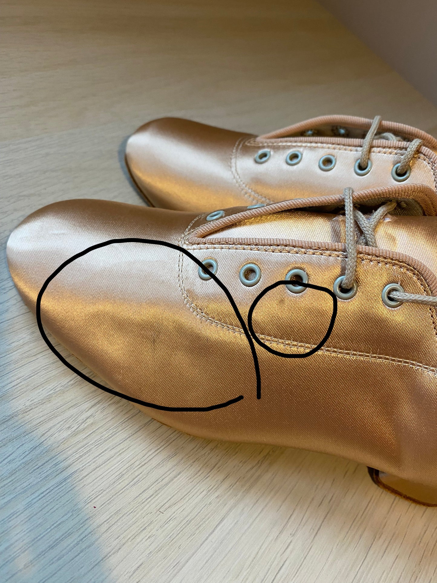 Heather Full-Sole - Peach Satin (Size 4.5W)