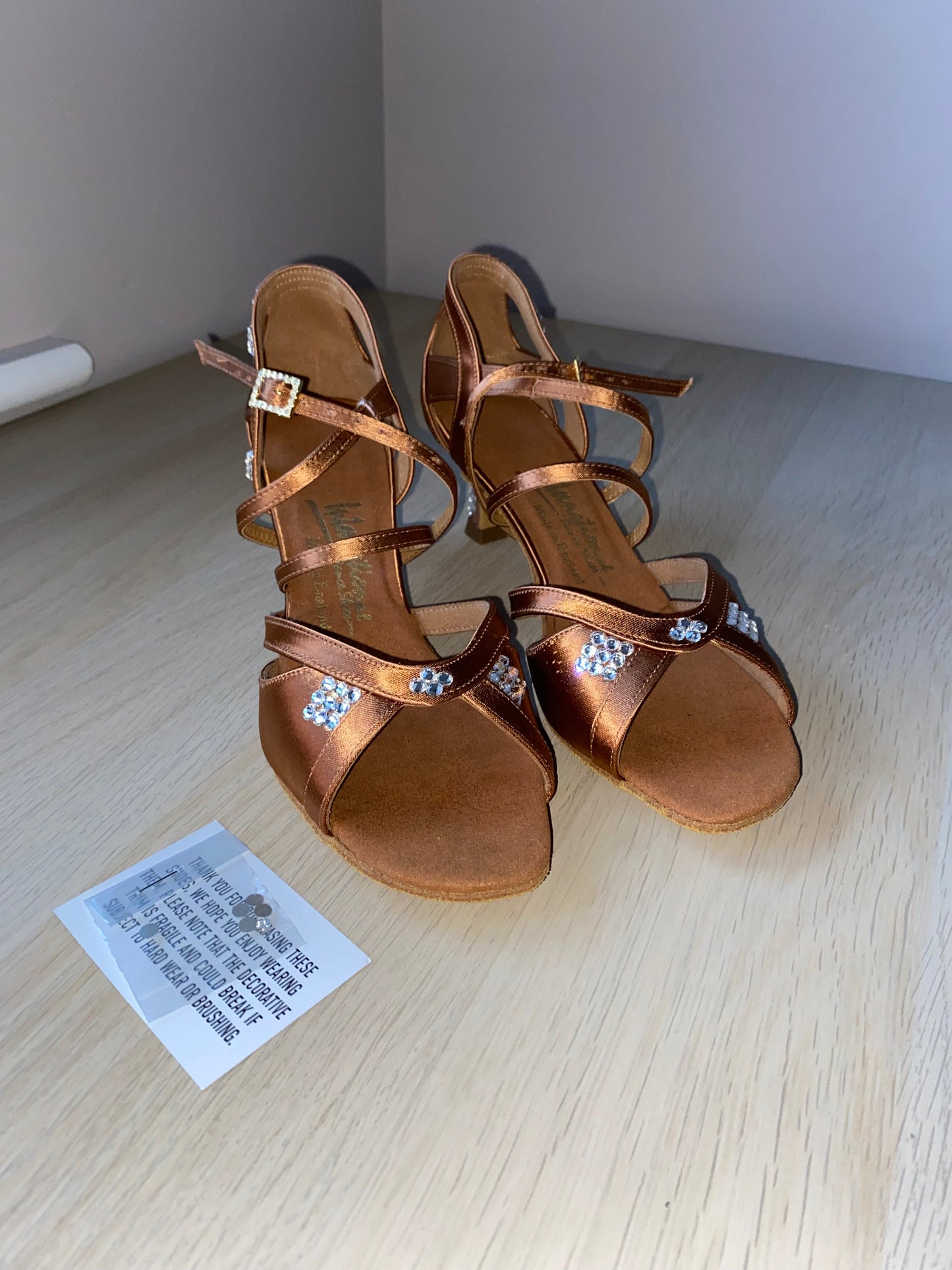Bianca Crystal - Tan Satin (Size 6)