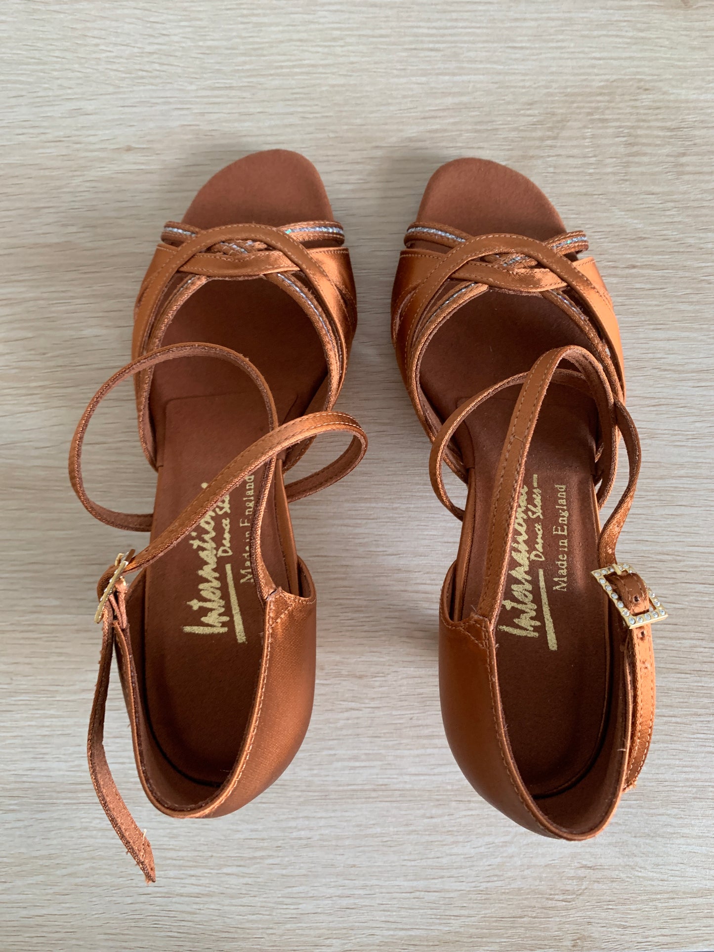 Mia XG - Tan Satin - Size 4.5 - Narrow (XG Soles)