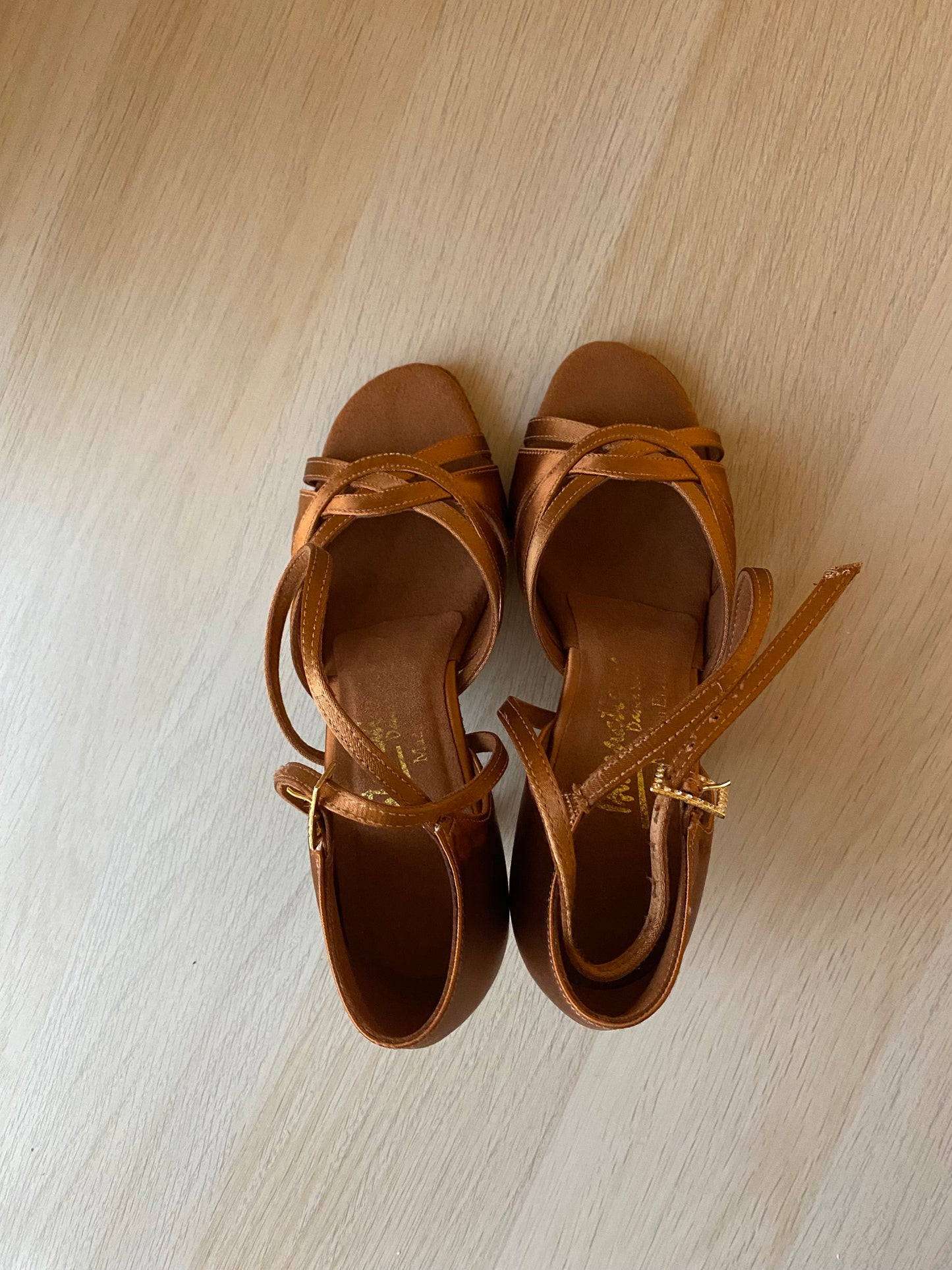 Mia - Tan Satin - Size 3 - Narrow