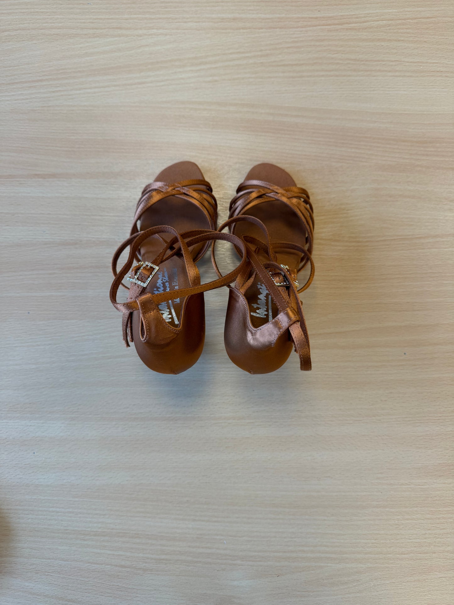 Emily - Tan Satin - Size 5 - Narrow