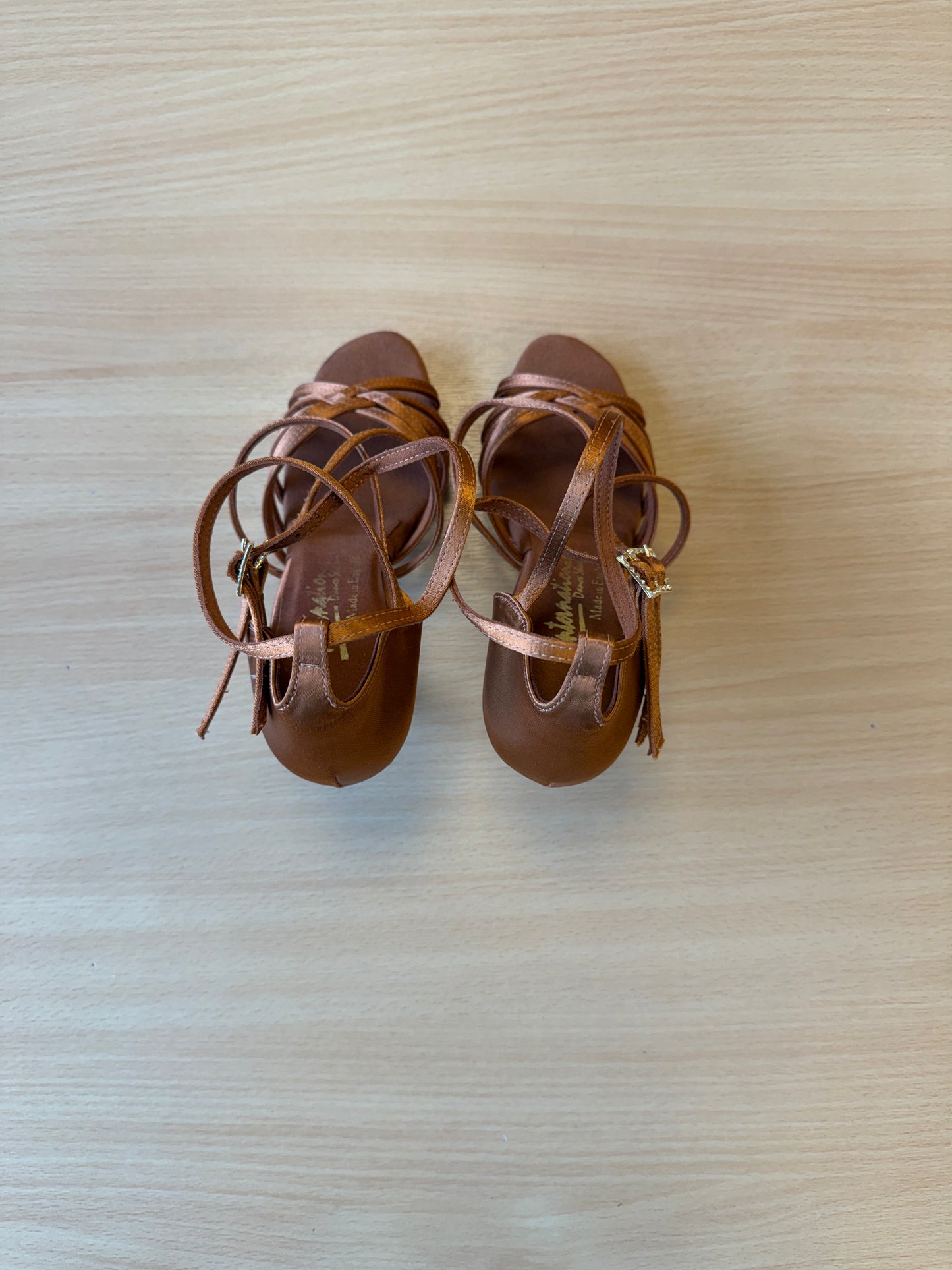 Emily - Tan Satin - Size 4.5 - Narrow