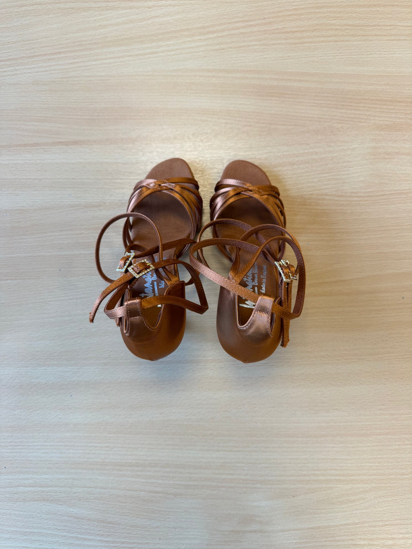 Emily - Tan Satin - Size 4.5 - Narrow