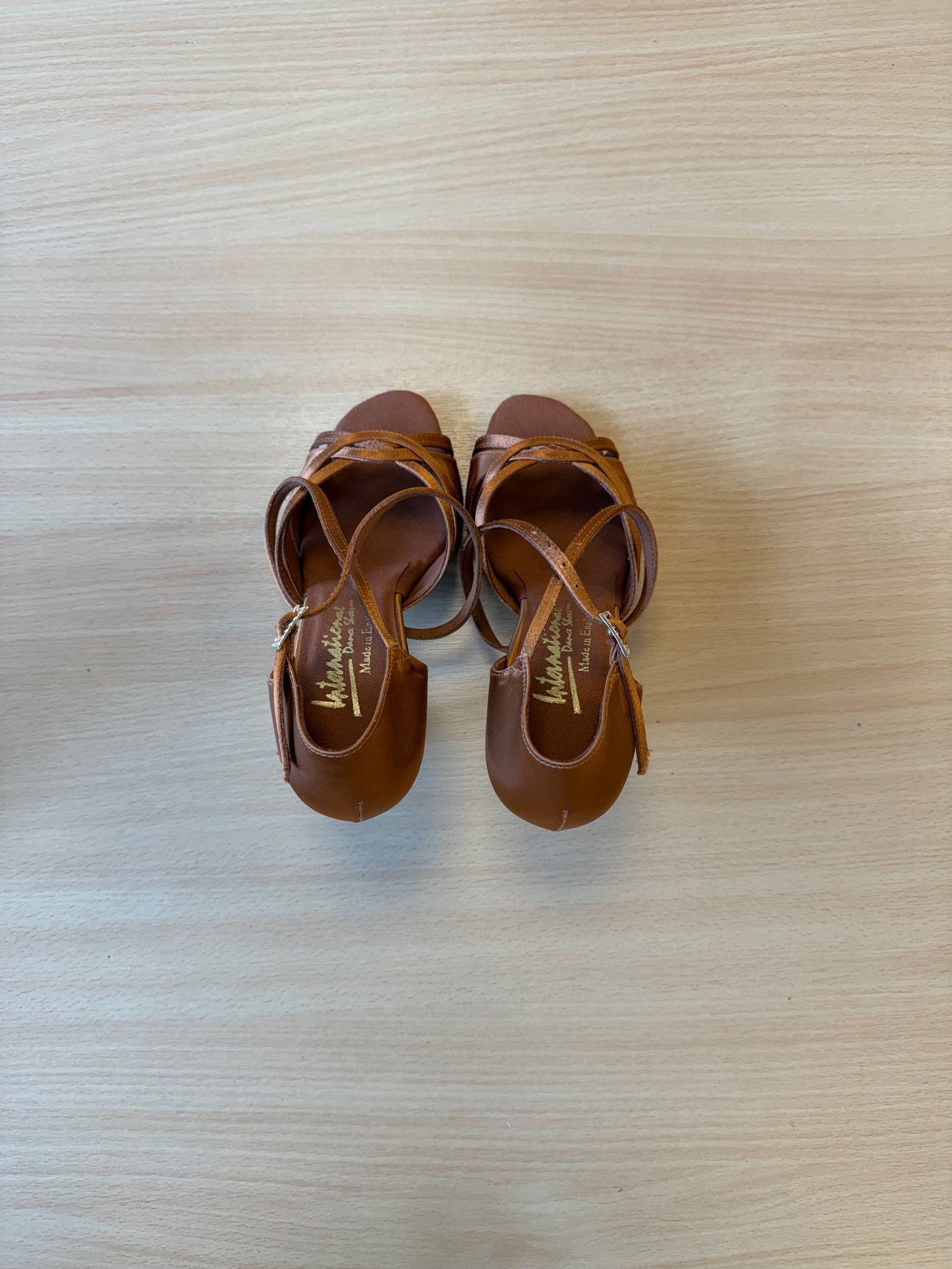 Mia - Tan Satin - Size 5 - Wide
