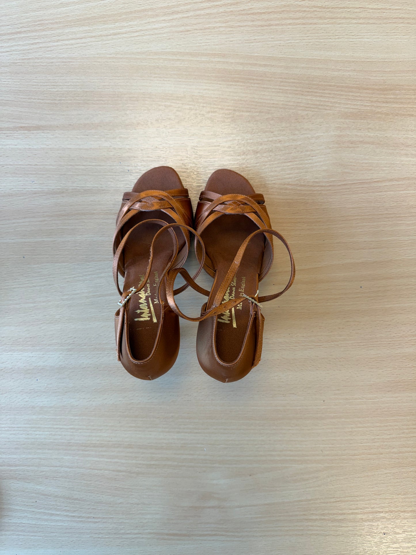Mia - Tan Satin - Size 5 - Wide
