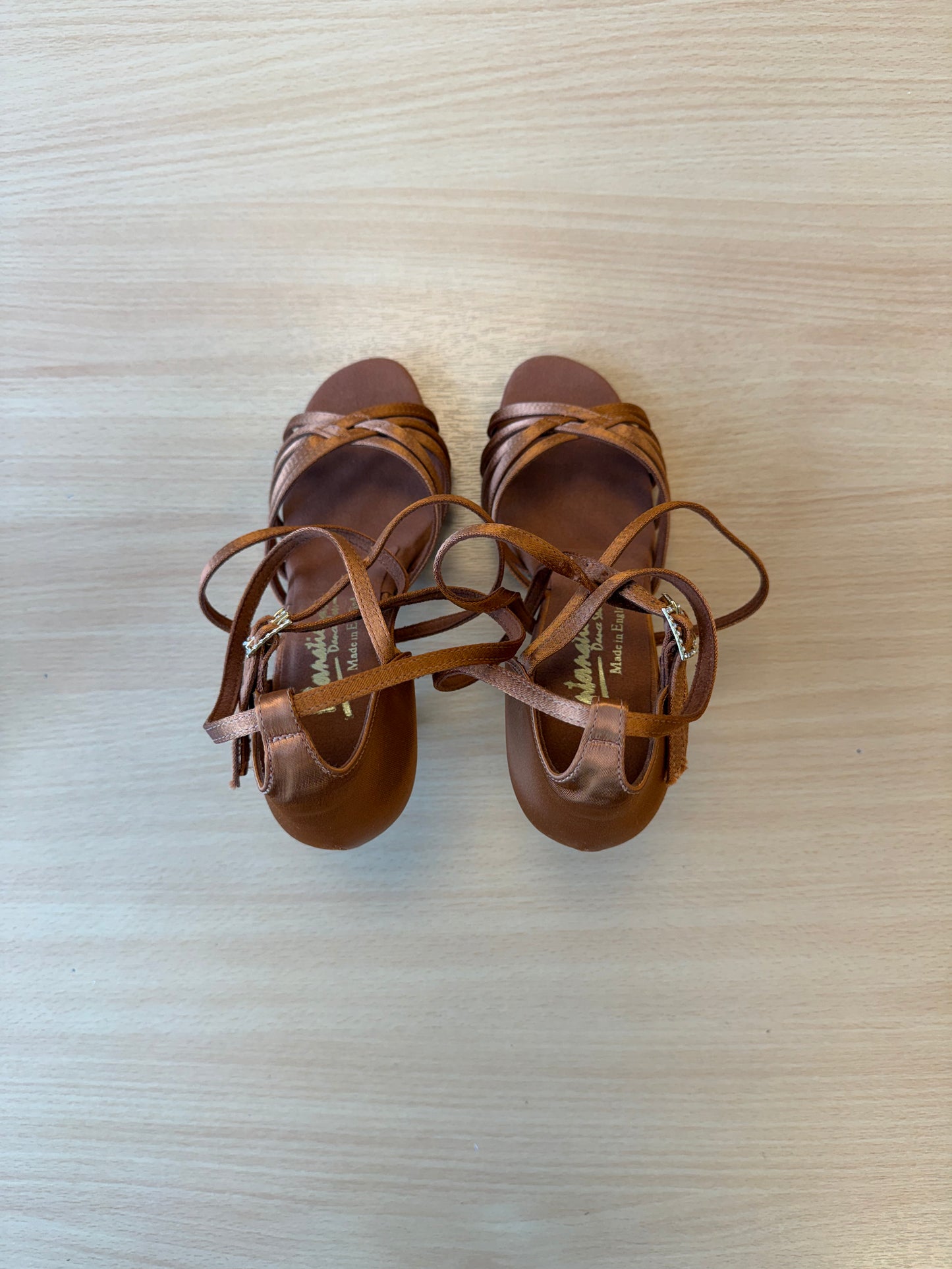 Emily - Tan Satin - Size 4.5 - Regular