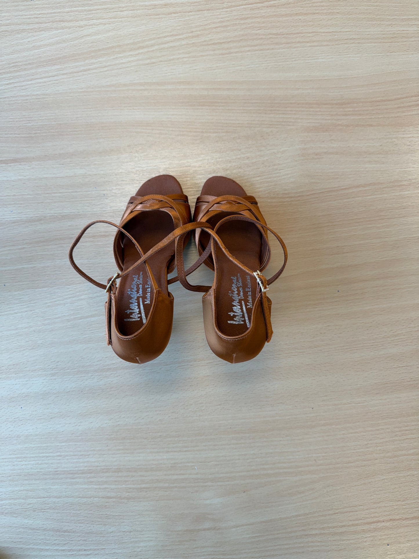 Mia - Tan Satin - Size 4 - Wide