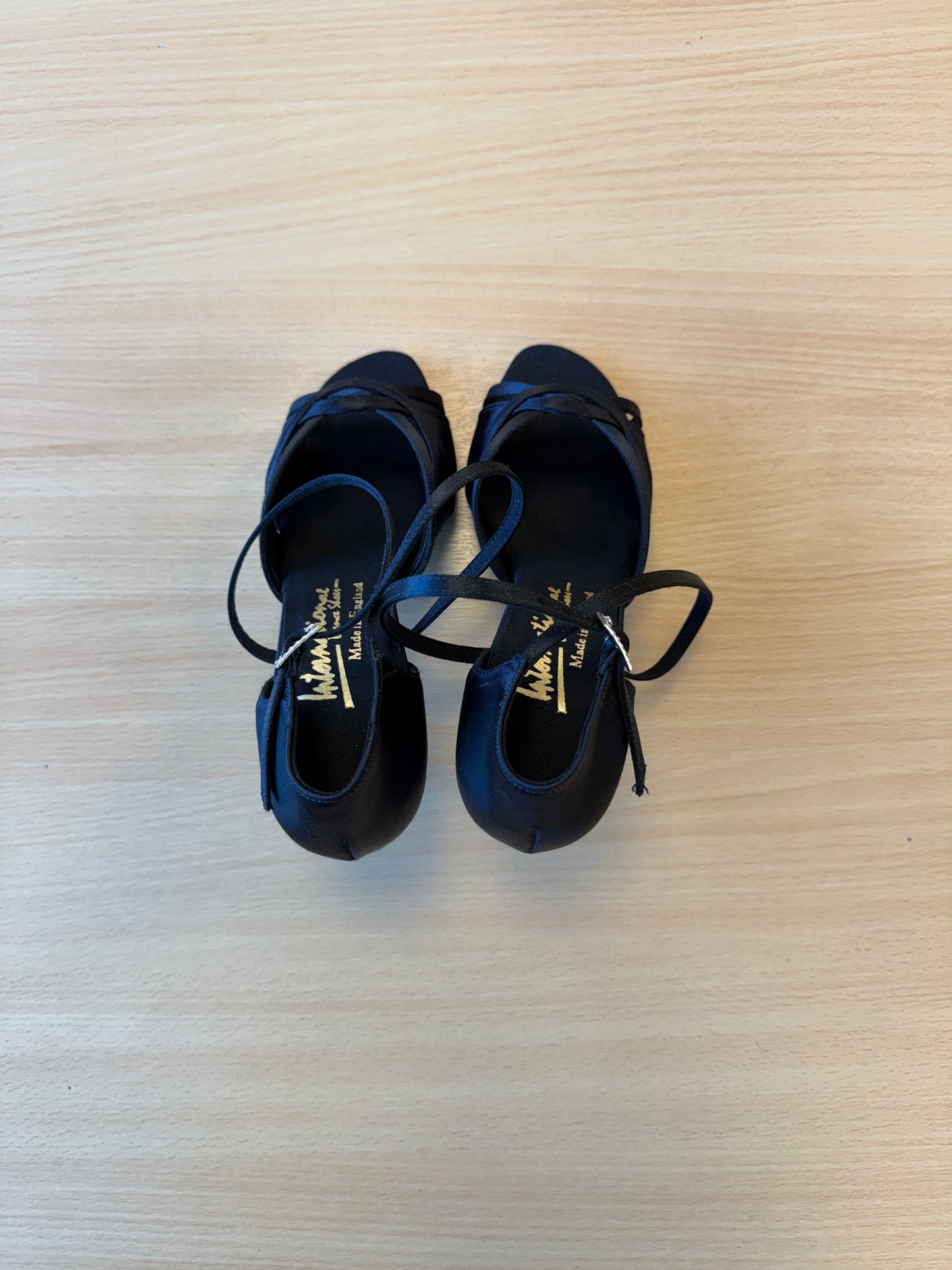 Mia - Black Satin - Size 5 - Wide
