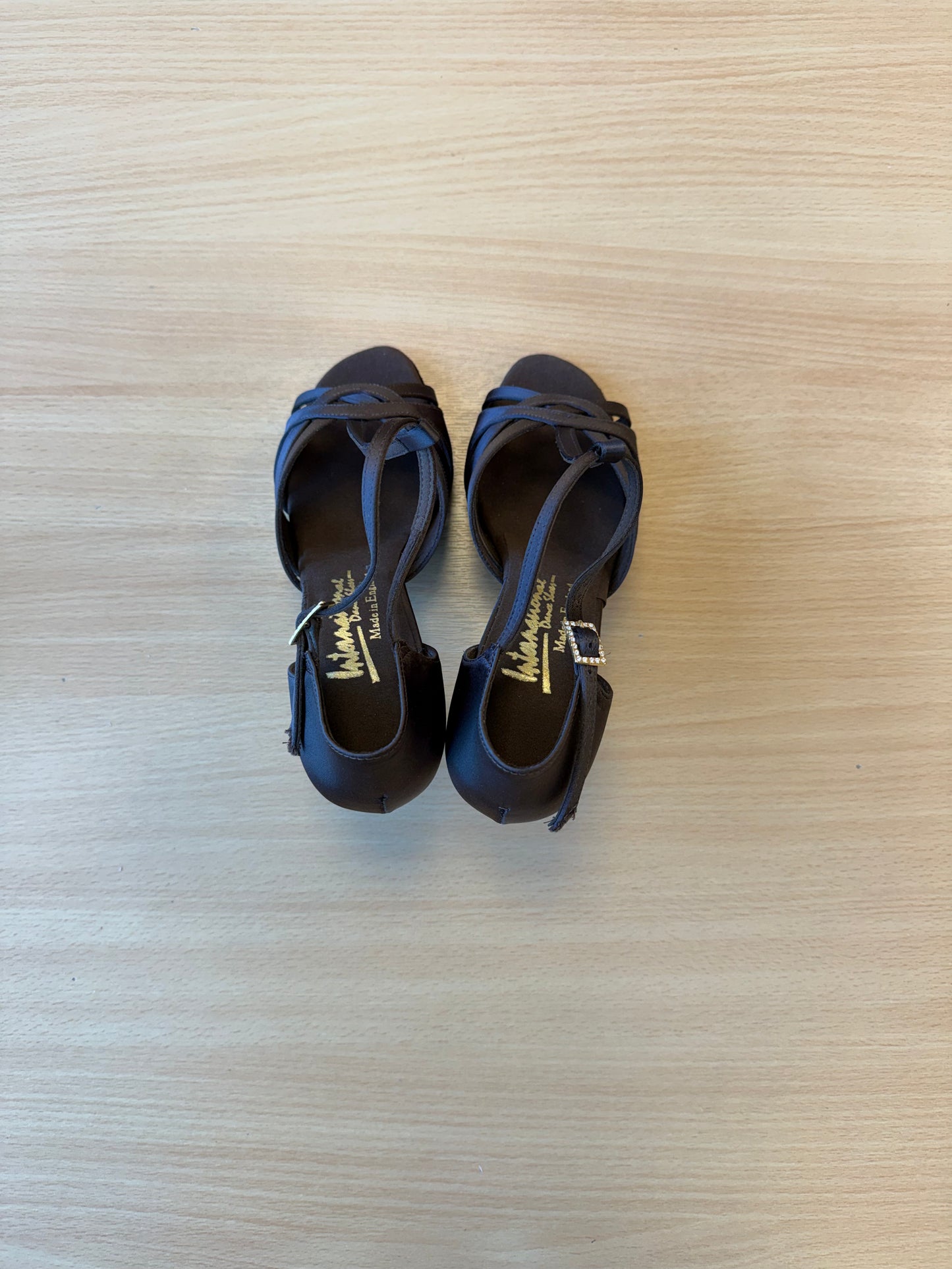Mia T-Bar - Espresso Satin - Size 5.5 - Regular