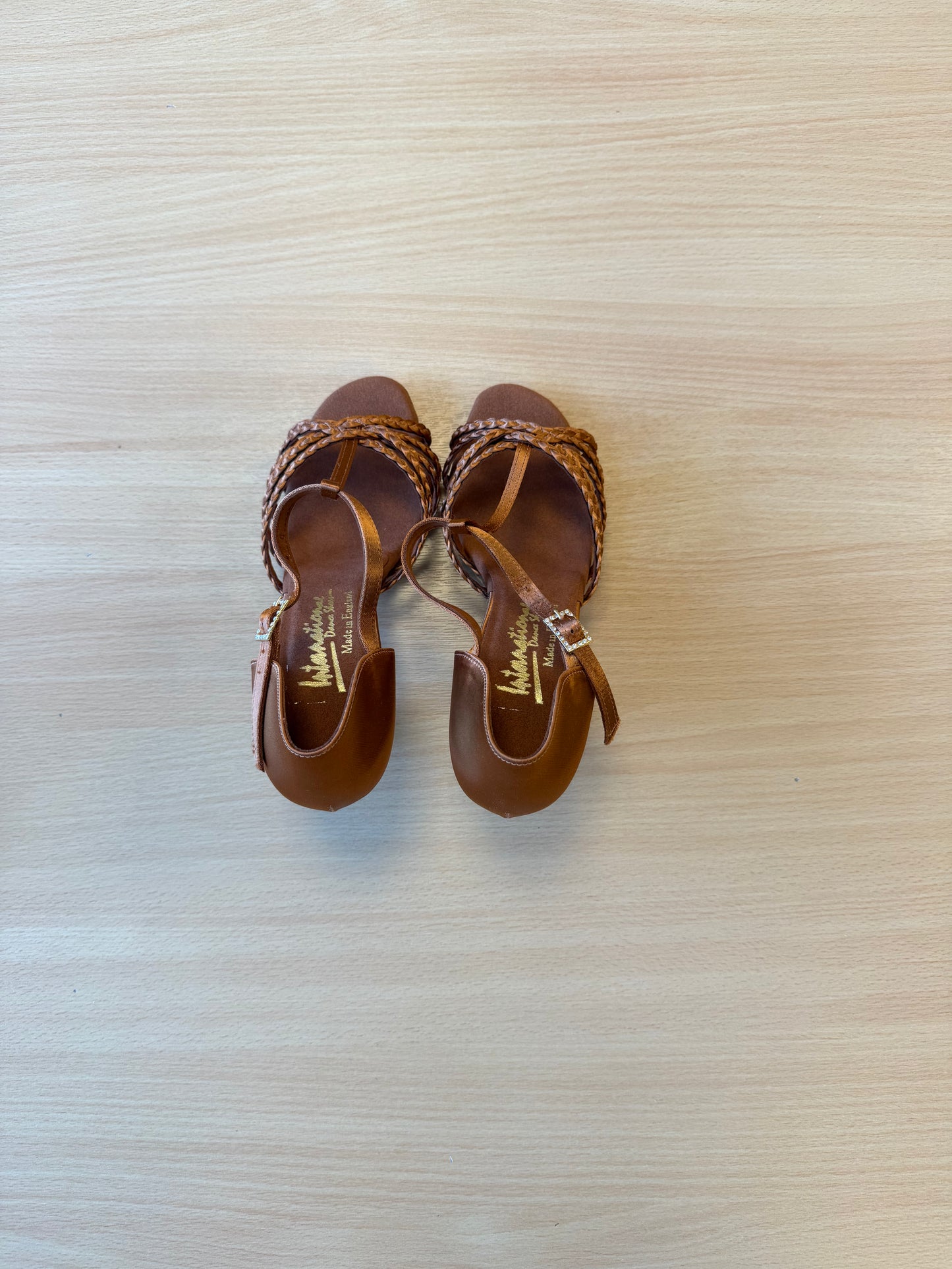 Neeve - Tan Satin - Size 5.5 - Wide