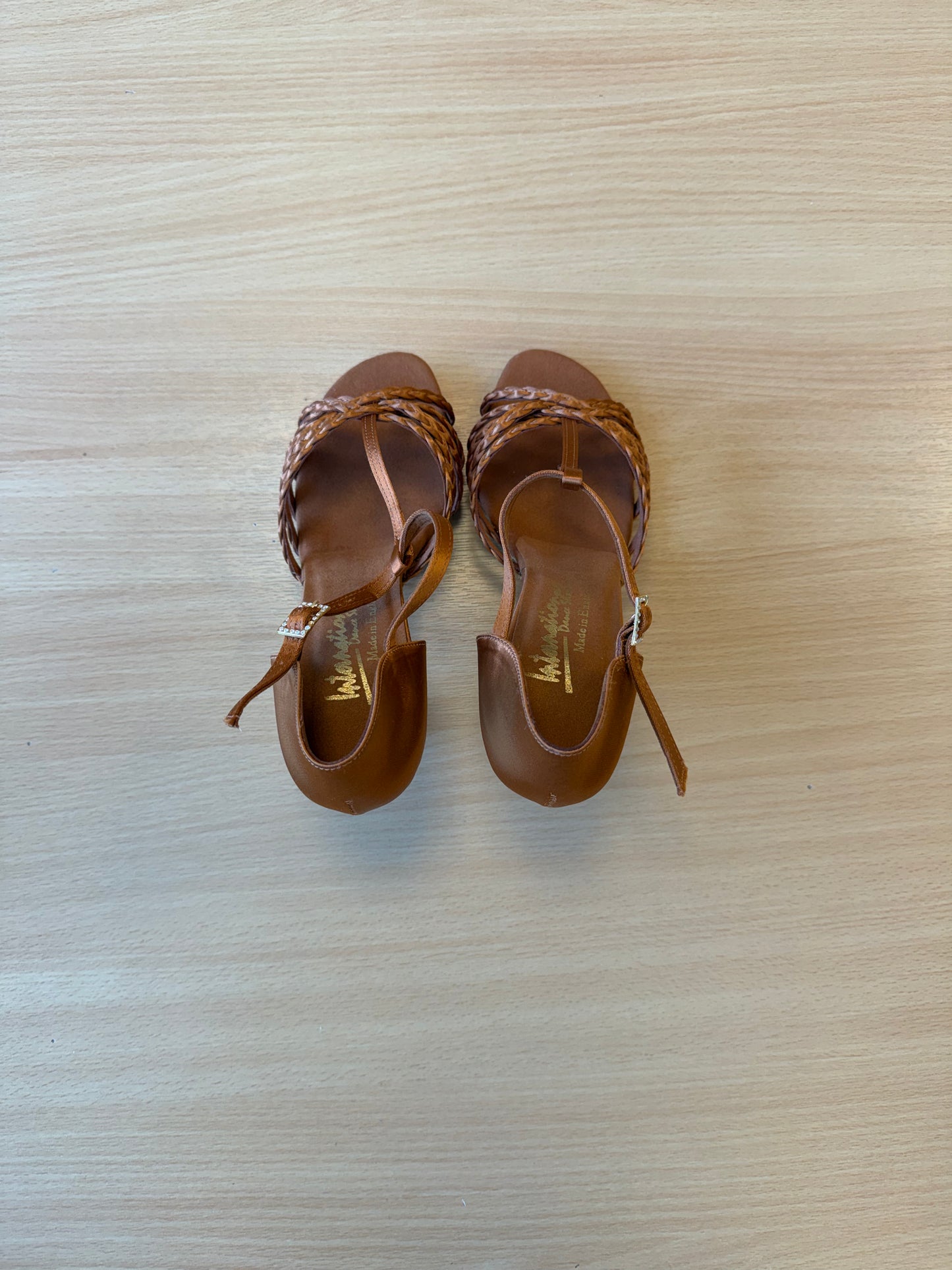 Neeve - Tan Satin - Size 5.5 - X Wide