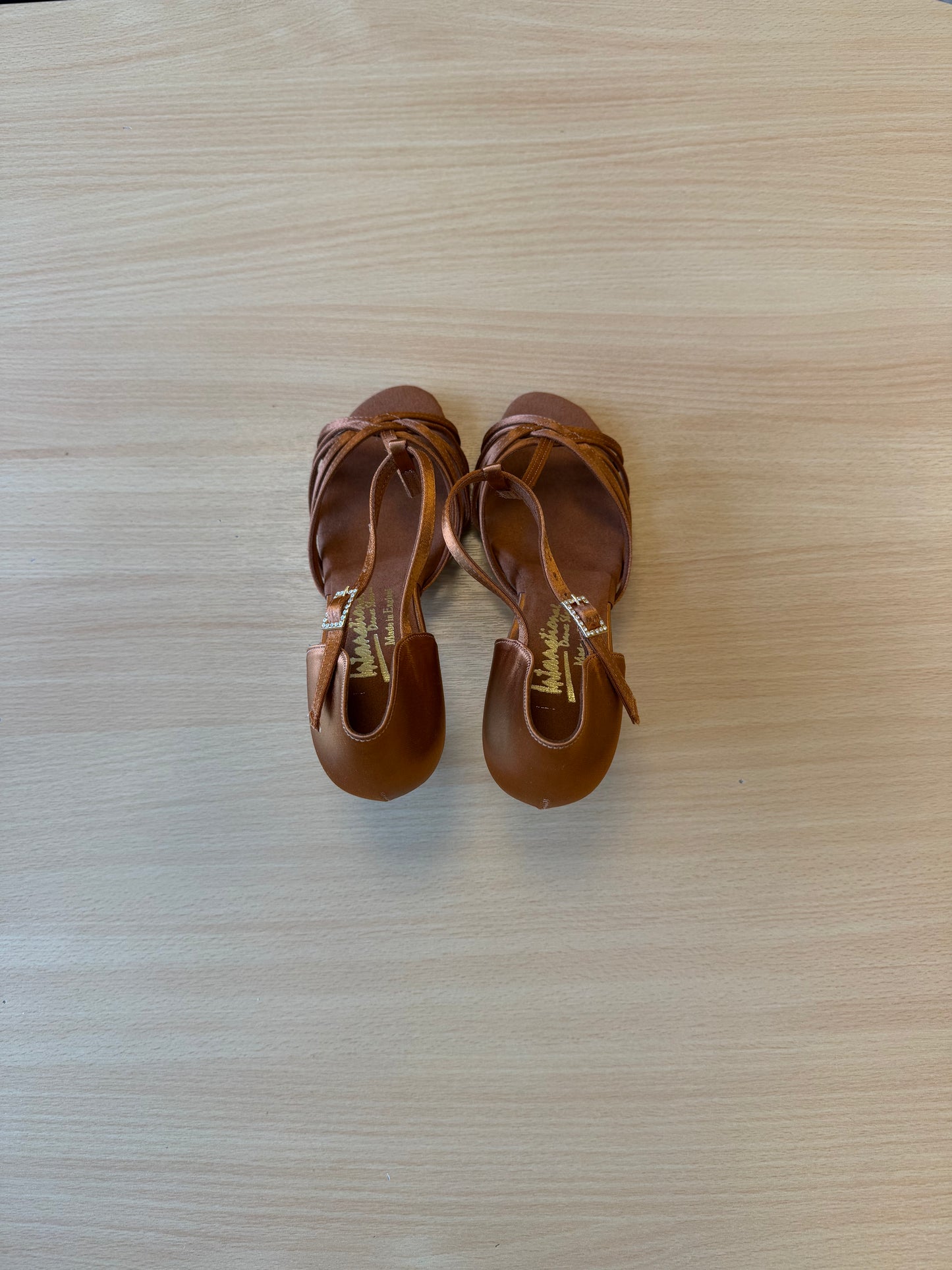 Bela - Tan Satin - Size 5.5 - Wide