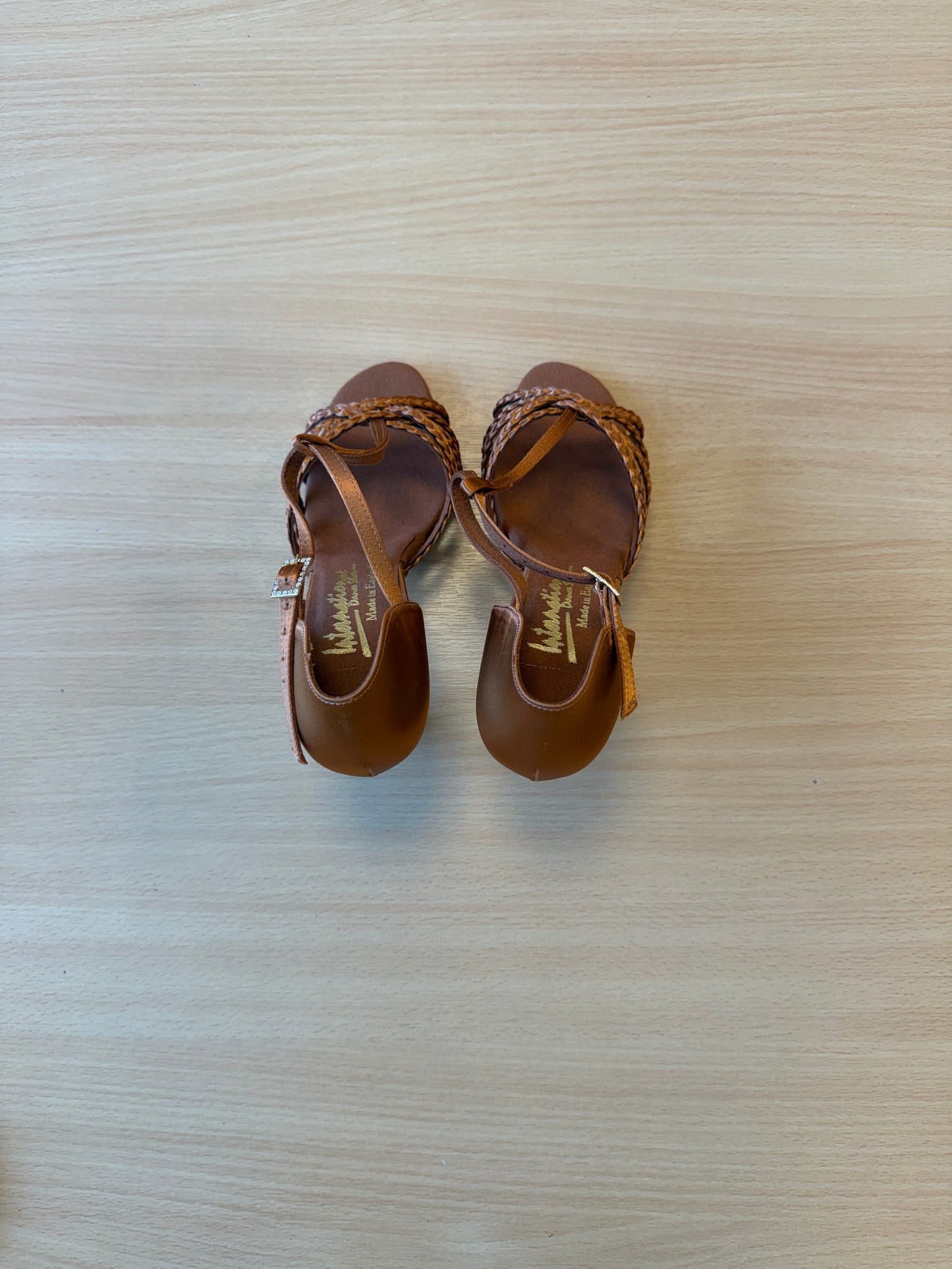Neeve - Tan Satin - Size 5.5 - Wide