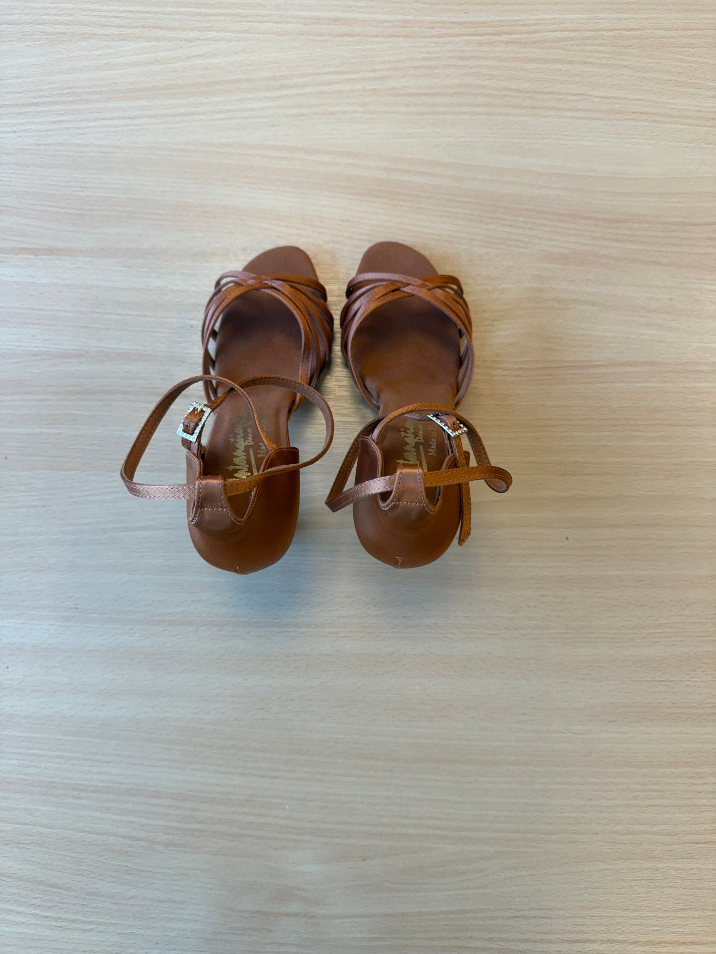 Tanya - Tan Satin - Size 5.5 - Wide