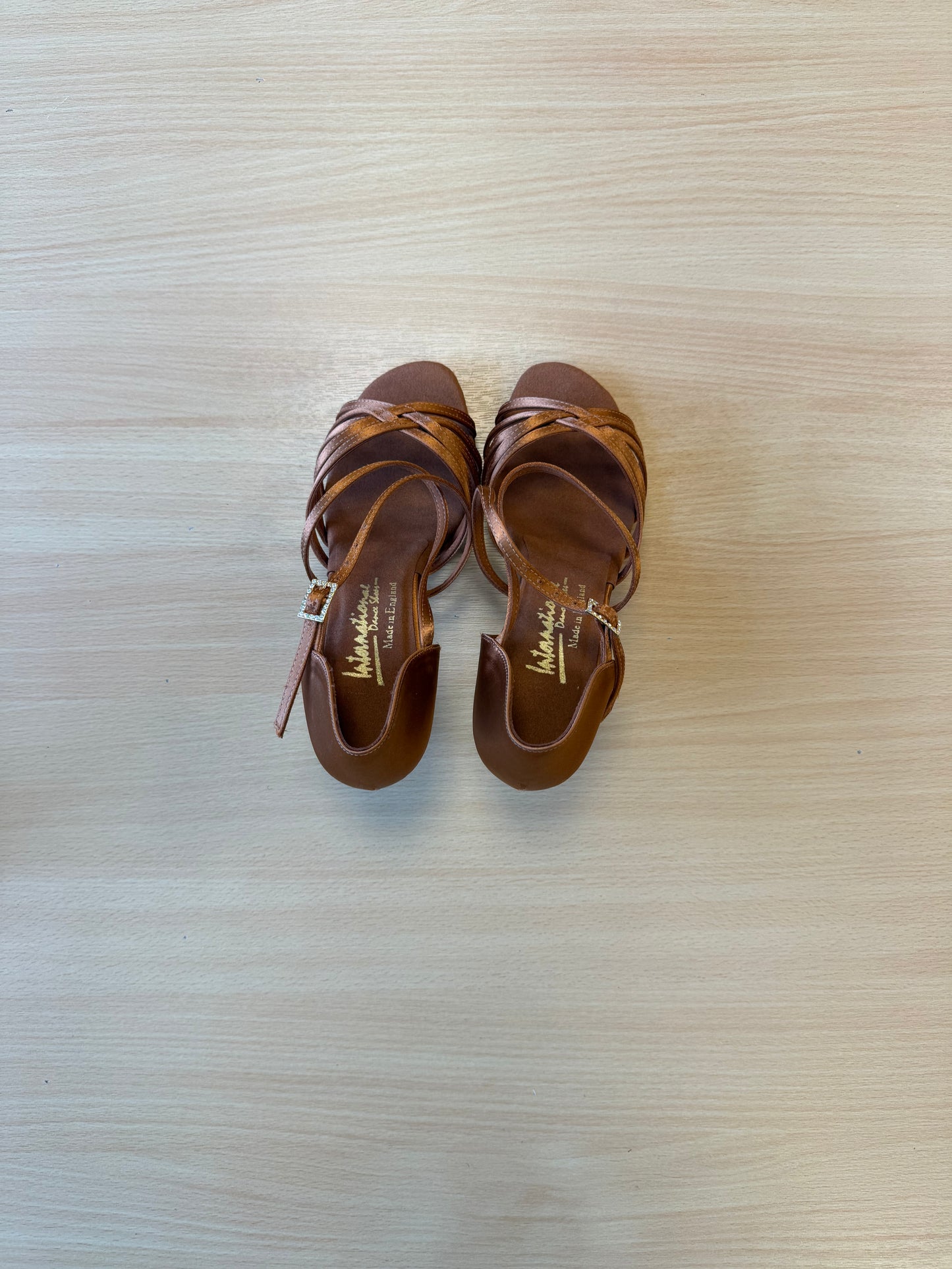 Flavia - Tan Satin - Size 6 - X Wide