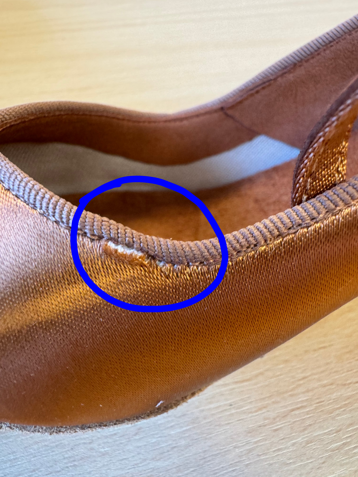 ICS SuperStar SingleStrap - Tan Satin - Size 5.5 - Regular