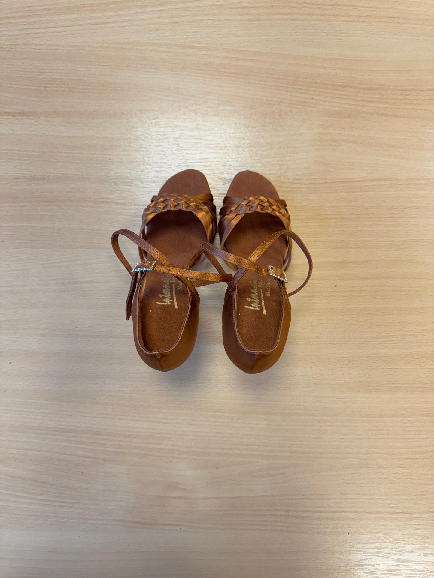 Elena - Tan Satin - Size 4.5 - Regular