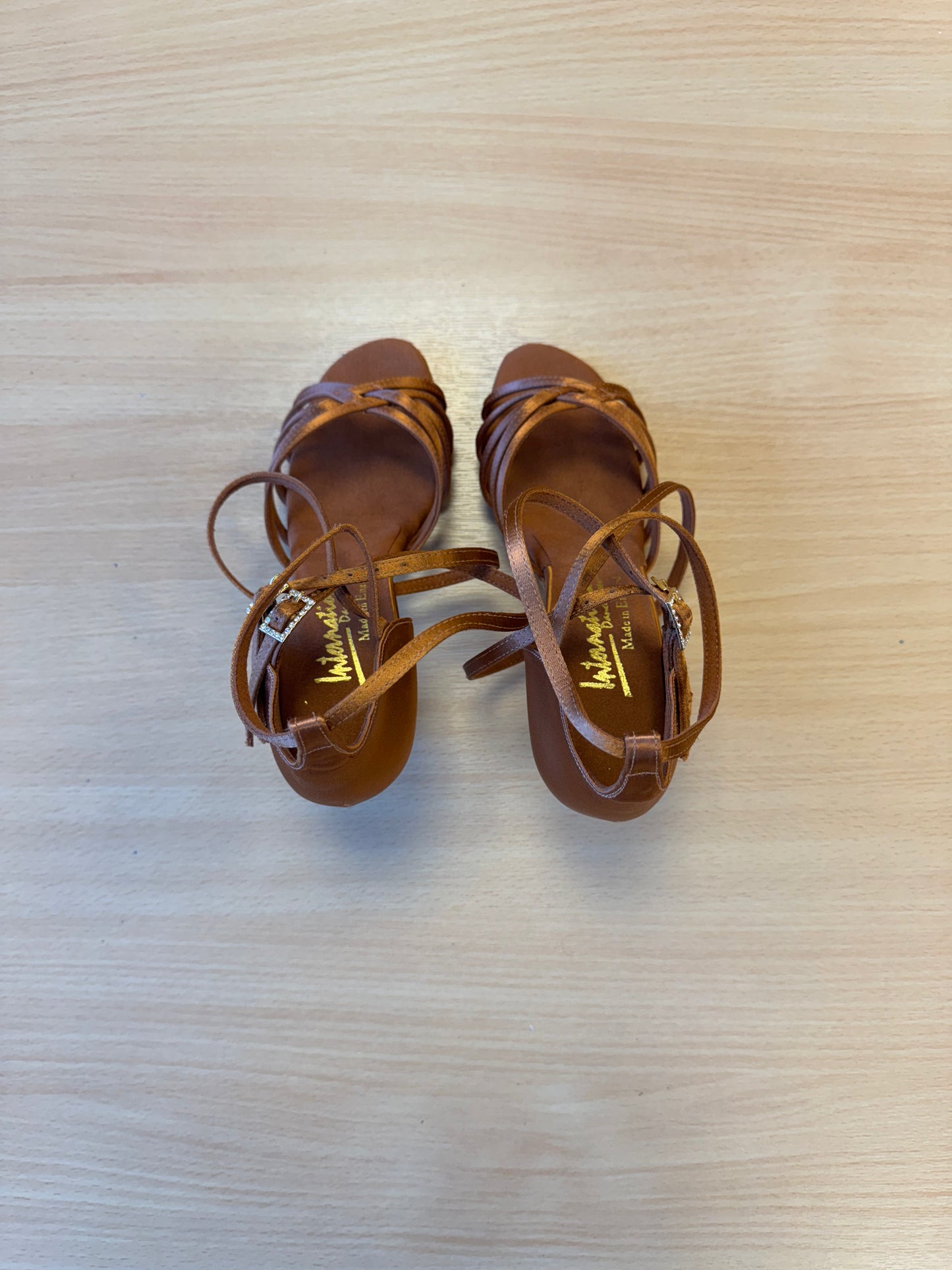 Emily - Tan Satin - Size 4.5 - X Wide