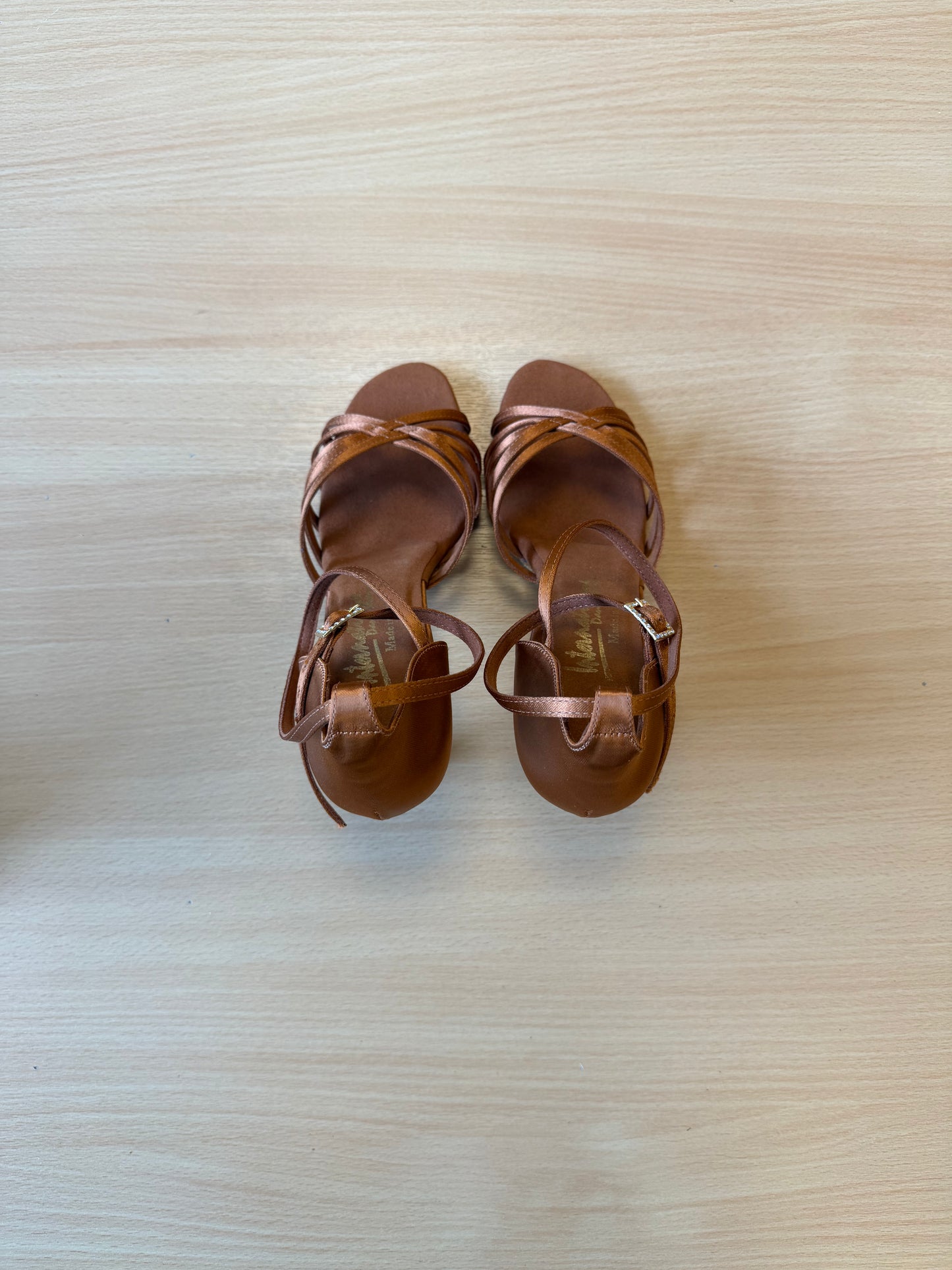 Tanya - Tan Satin - Size 6 - Narrow
