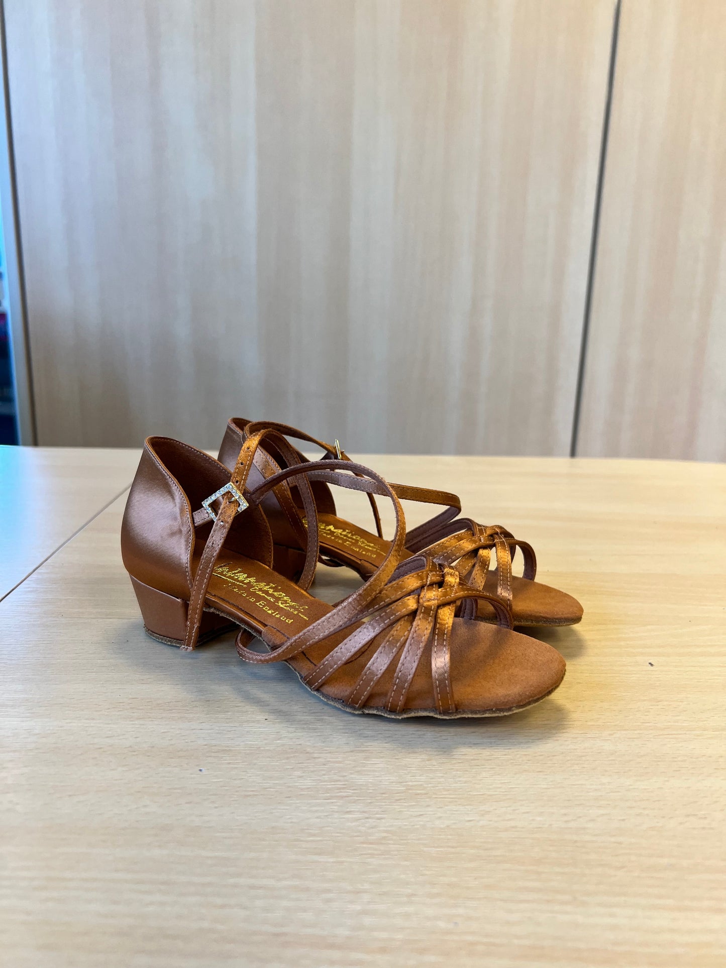 Girls Flavia - Tan Satin (Size 2.5)