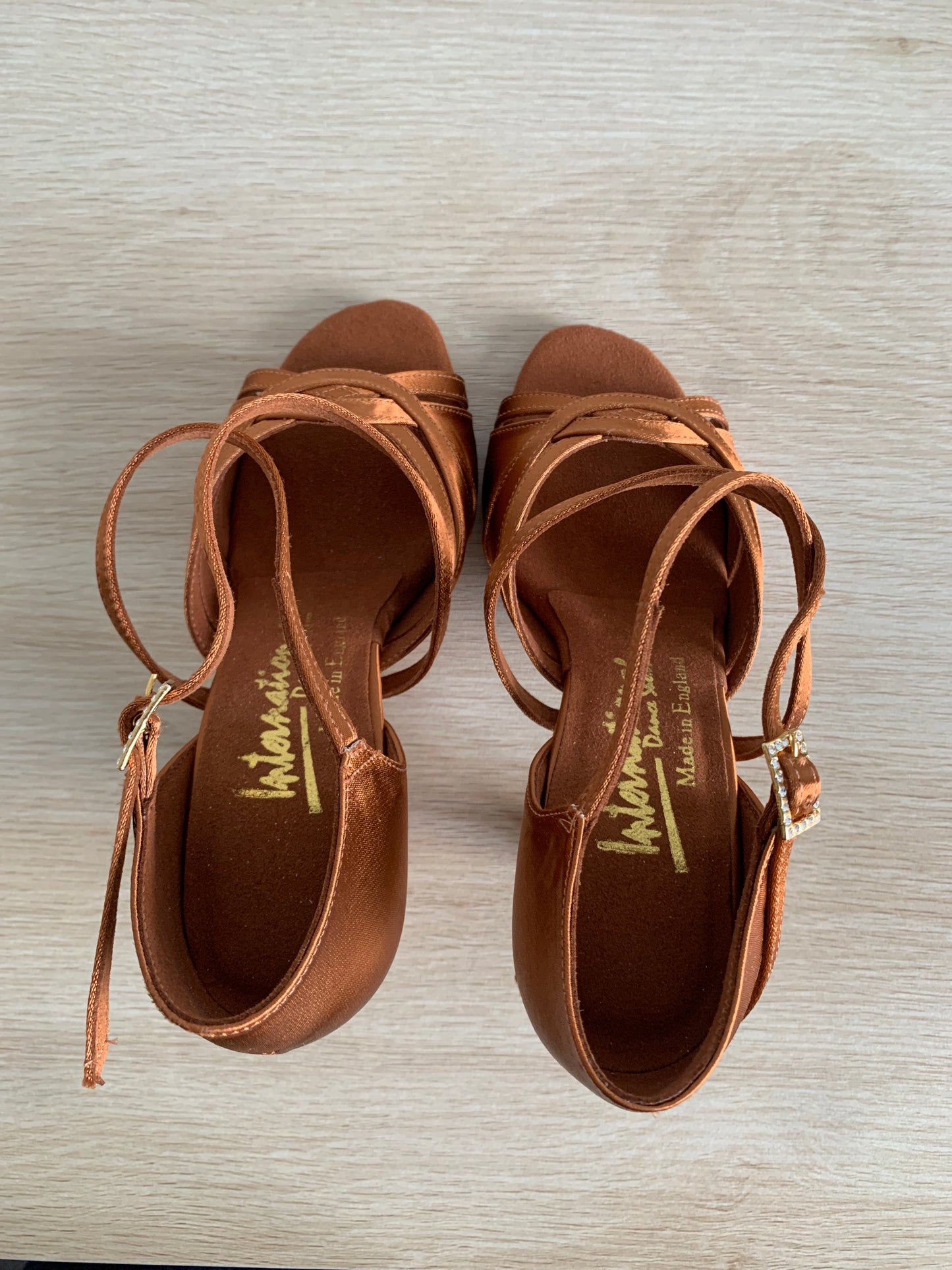 Mia XG - Tan Satin - Size 2.5 - Wide (XG Soles)