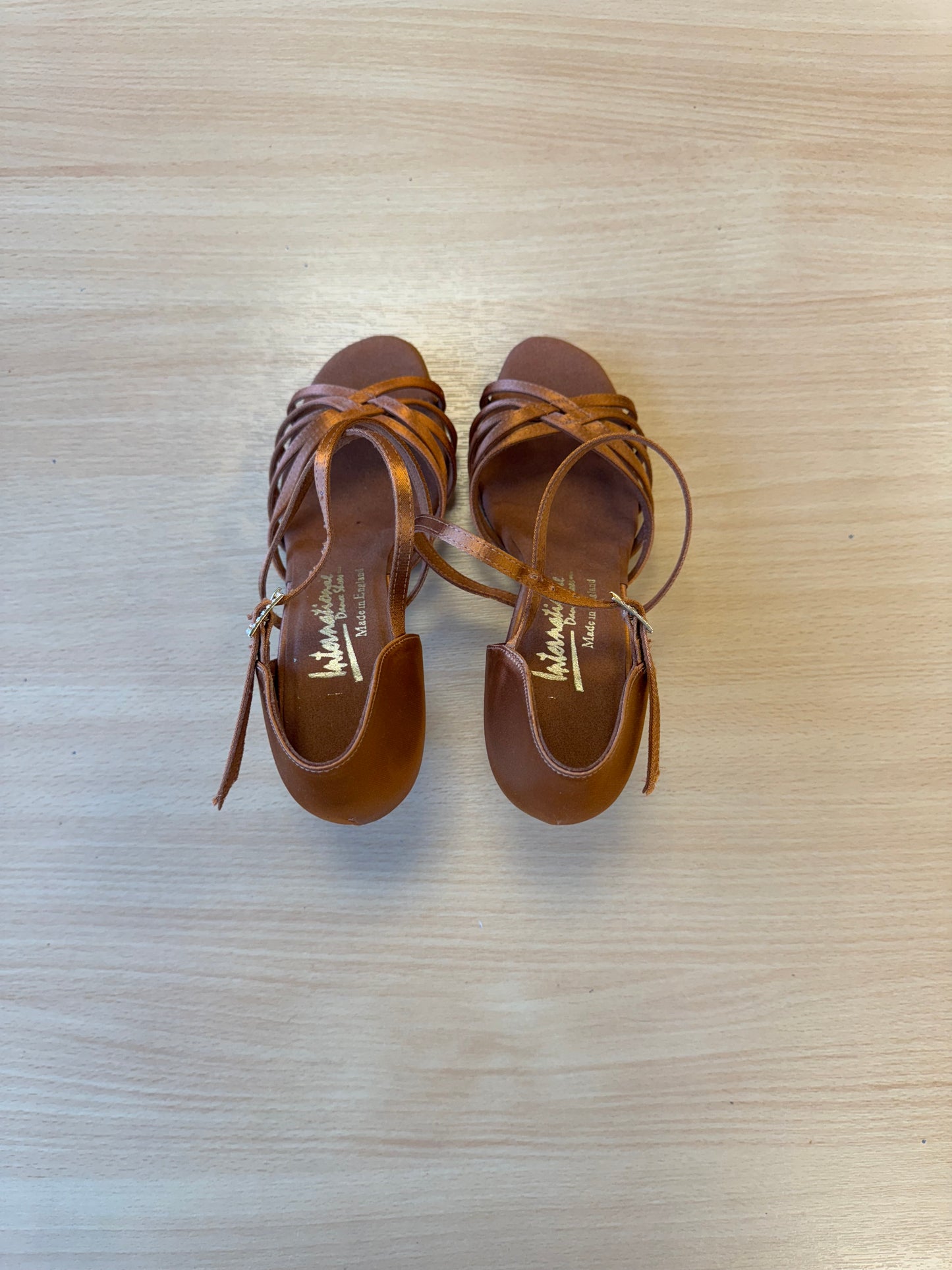 Flavia - Tan Satin - Size 4.5 - Regular