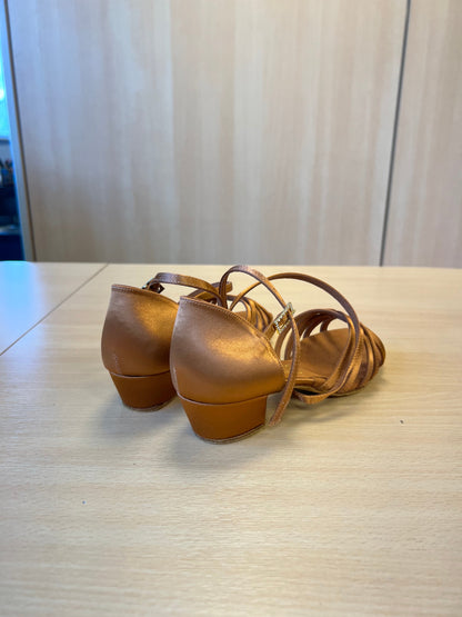 Girls Flavia - Tan Satin (Size 2.5)