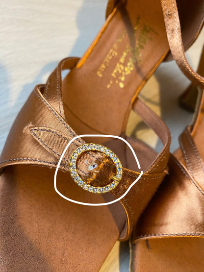 Girls Natasha - Tan Satin (Size 3W)