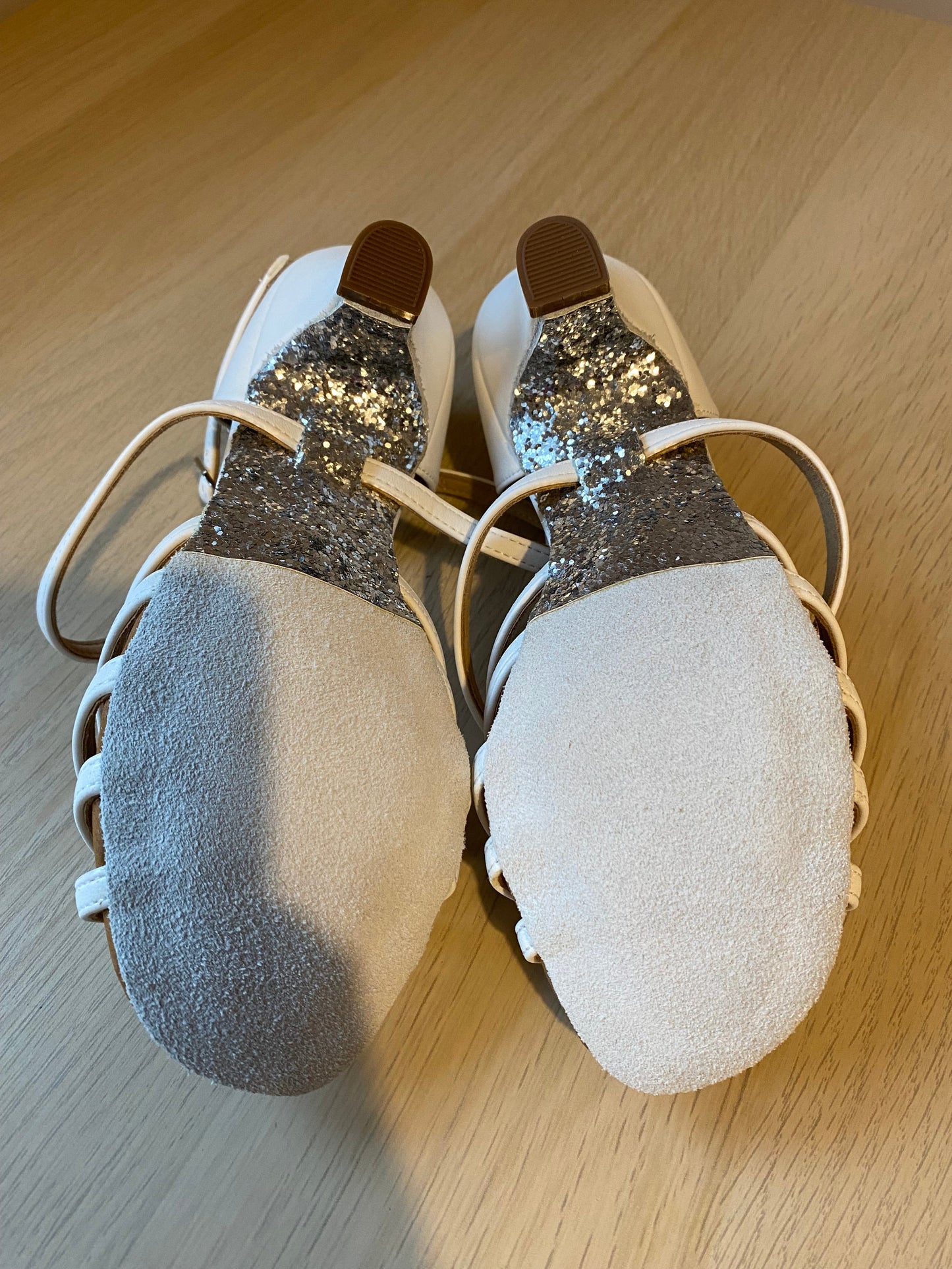 Girls Flavia Silver Glitter Soles - White NotCalf (Size 2XW)
