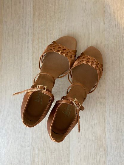 Elena - Tan Satin (Size 6.5W)