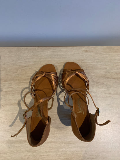 Fiorella - Tan Satin - Size 6.5 - Wide