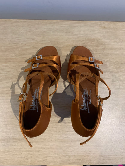 Freya - Tan Satin - Size 4.5 - Regular