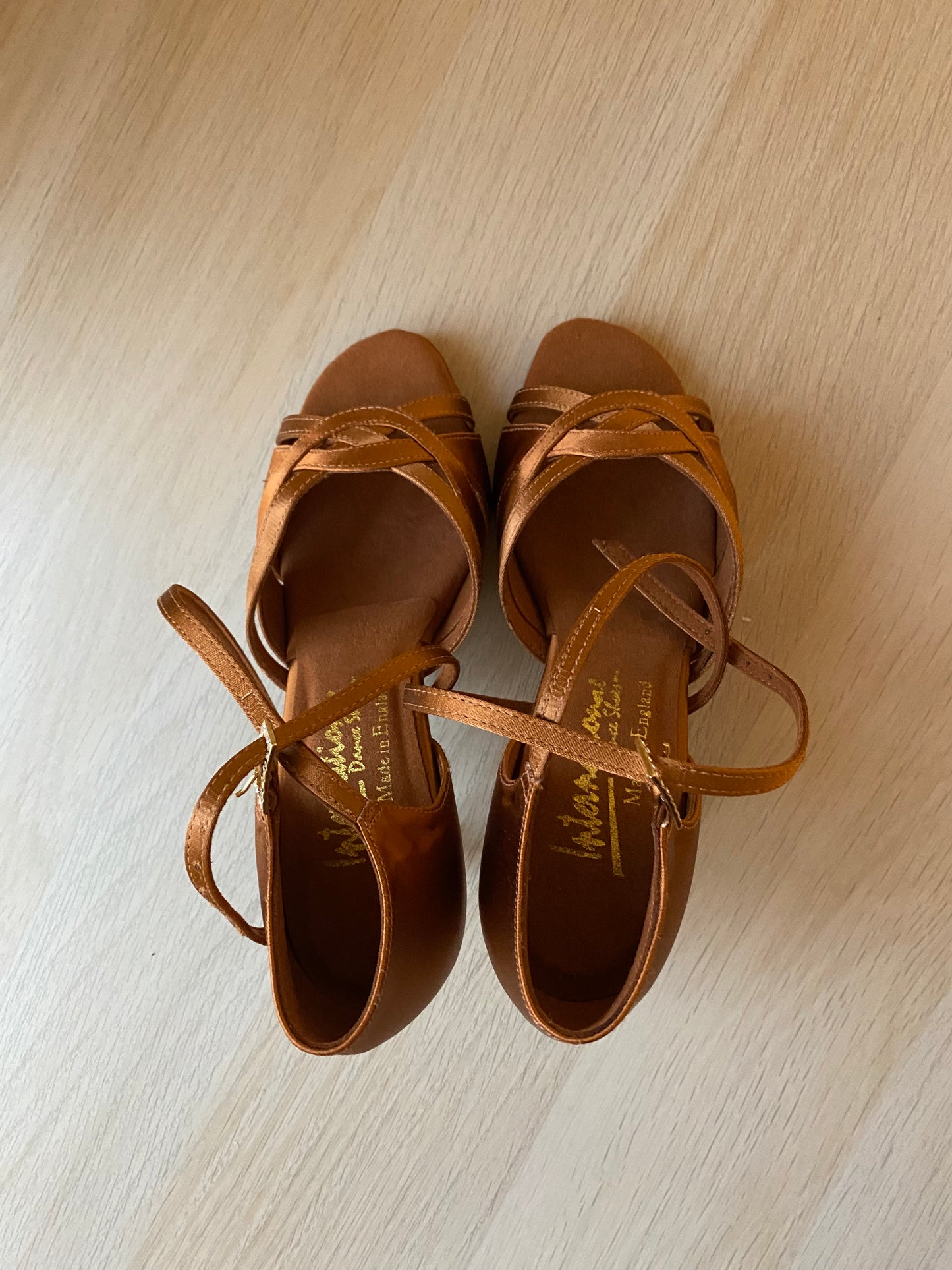 Mia - Tan Satin - Size 3 - X Wide