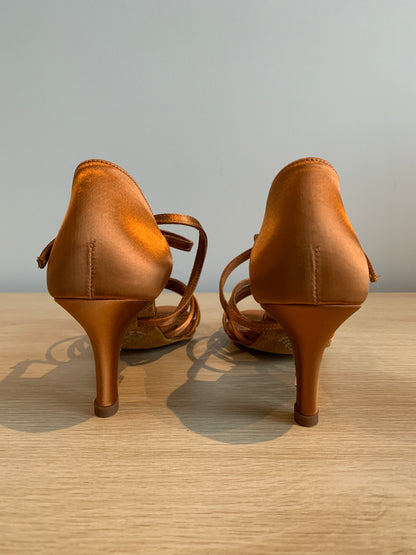 Flavia - Tan Satin - Size 5 - Regular