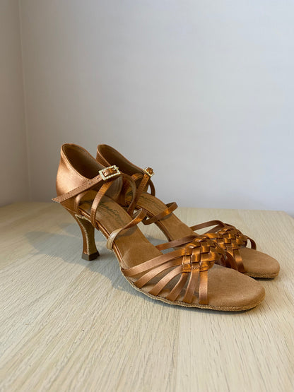 Elena - Tan Satin (Size 6.5W)