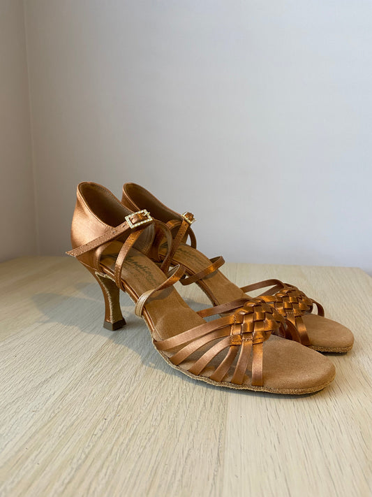 Elena - Tan Satin (Size 6.5W)