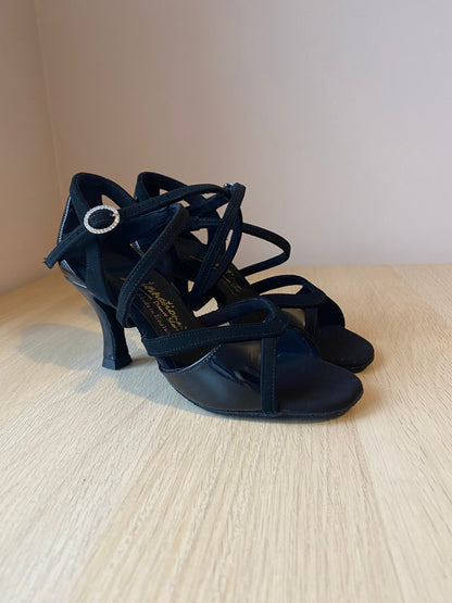 Bianca - Black Nubuck/Black Patent (Size 4)