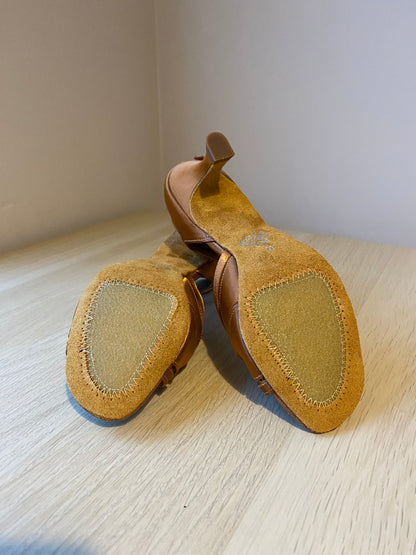 Mia T-Bar XG - Tan Satin - Size 3.5 - Narrow (XG Soles)