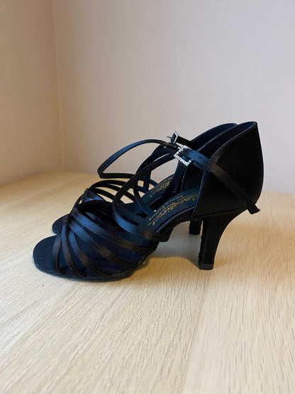 Flavia - Black Satin - Size 3.5 - Wide