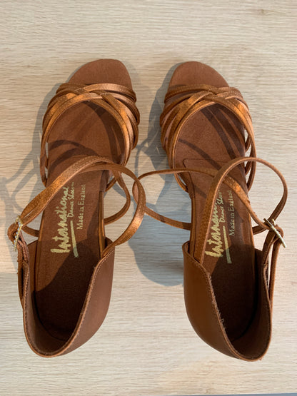 Flavia - Tan Satin - Size 6 - Narrow