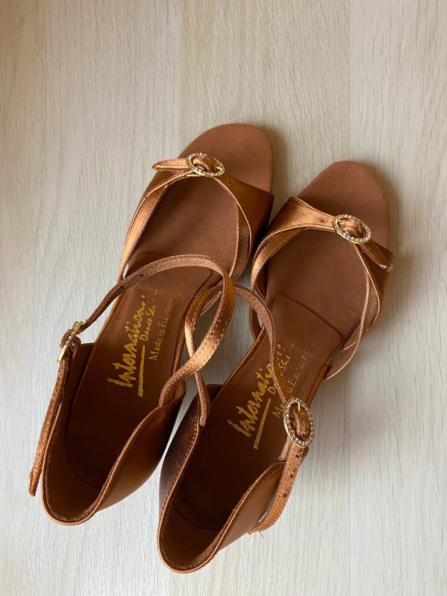 Girls Natasha - Tan Satin (Size 3W)