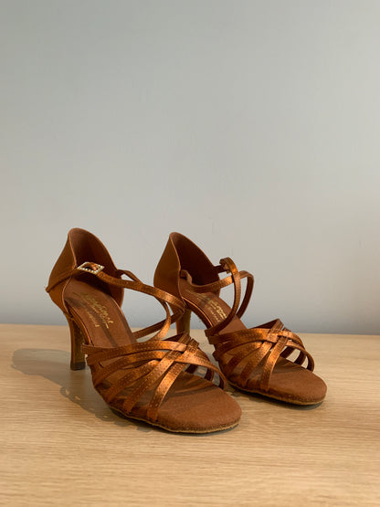 Flavia - Tan Satin - Size 5 - Regular