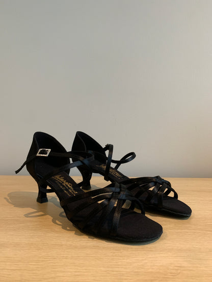 Flavia - Black Satin - Size 6.5 - Narrow