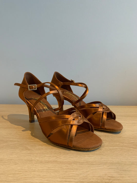 Mia - Tan Satin - Size 7.5 - Regular