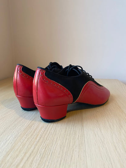 Brogue Full-Sole - Black Nubuck/Red NotCalf (Size 7.5)