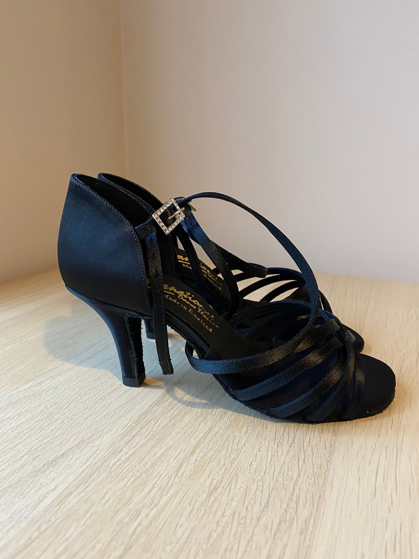 Flavia - Black Satin - Size 3.5 - Wide