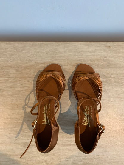 Demani - Tan Satin - Size 7 - X Wide