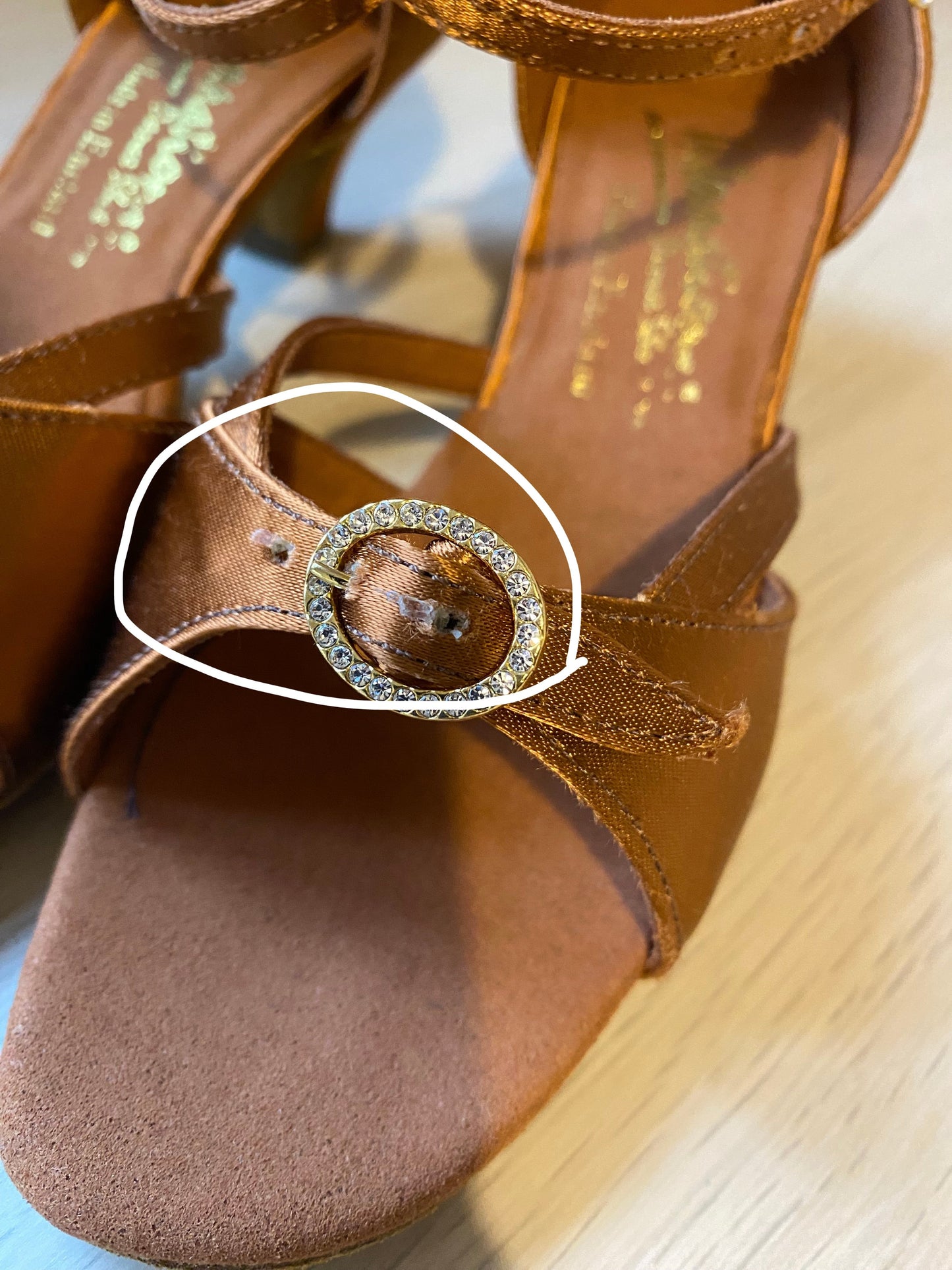 Girls Natasha - Tan Satin (Size 3W)