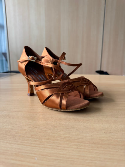 Mia - Tan Satin - Size 5 - Regular