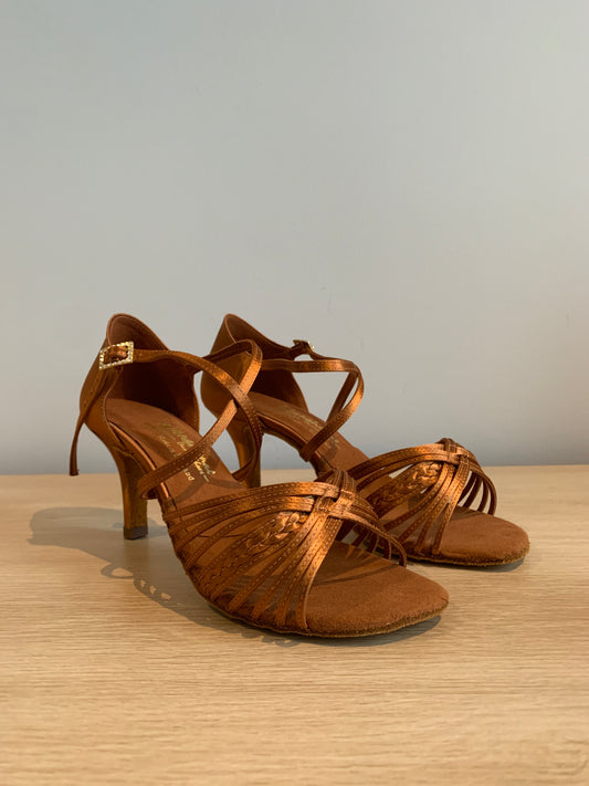 Demani - Tan Satin - Size 7 - X Wide